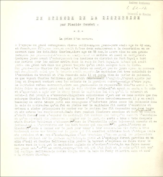 An episode of the Deportation&nbsp;:   the capture of a ship