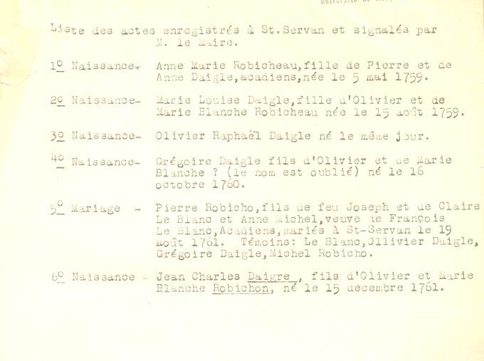 Acadians in Saint-Servan