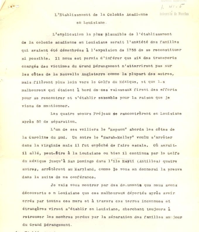 Acadians who settled in Louisiana