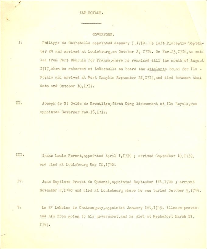 Gouverneurs français de Louisbourg