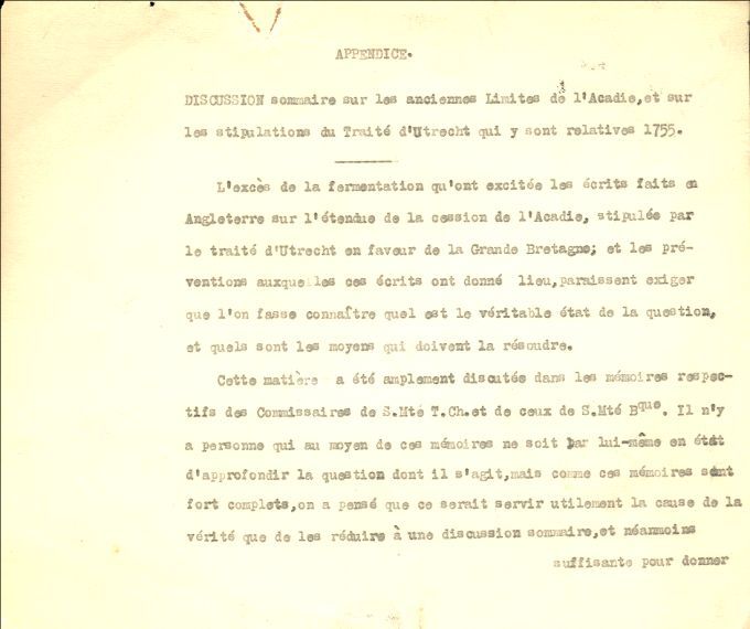 Étude sur les frontières de l'Acadie, 1710-1755