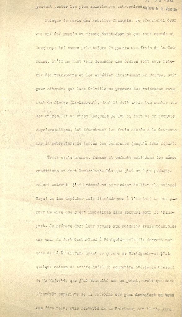 Letter from Lawrence to Amherst, 1760