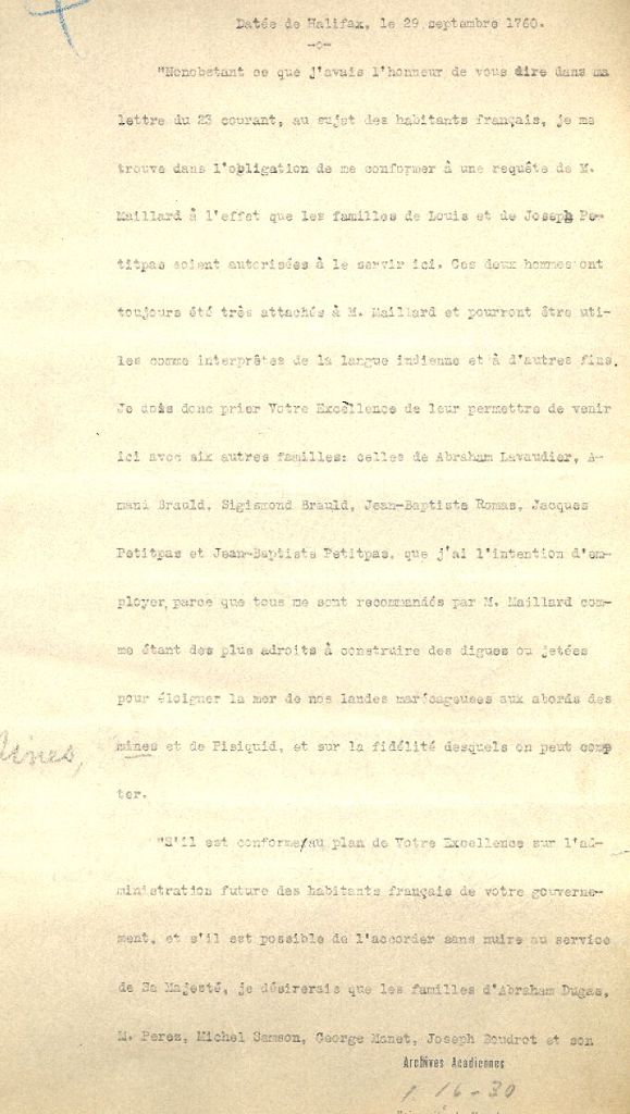 Letter from Lawrence to Whitmore, 1760