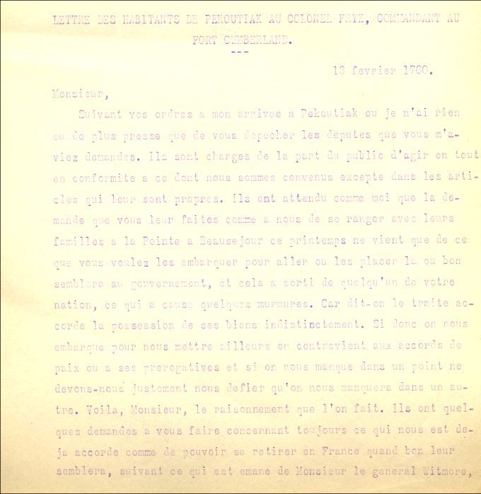 Letter from the inhabitants of Petcoudiac to Frye, 1760