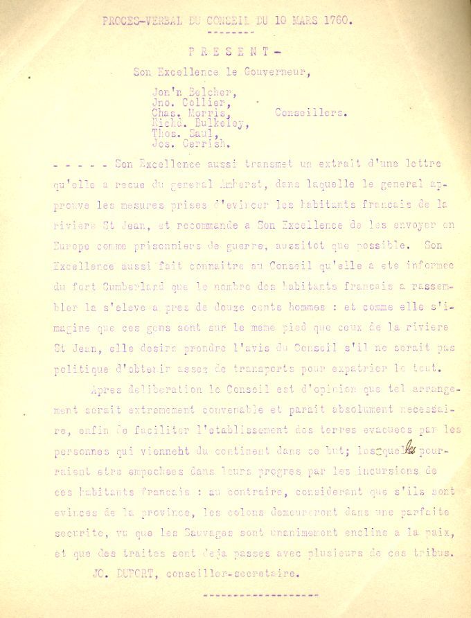 Minutes of the Council of Nova Scotia, 1760