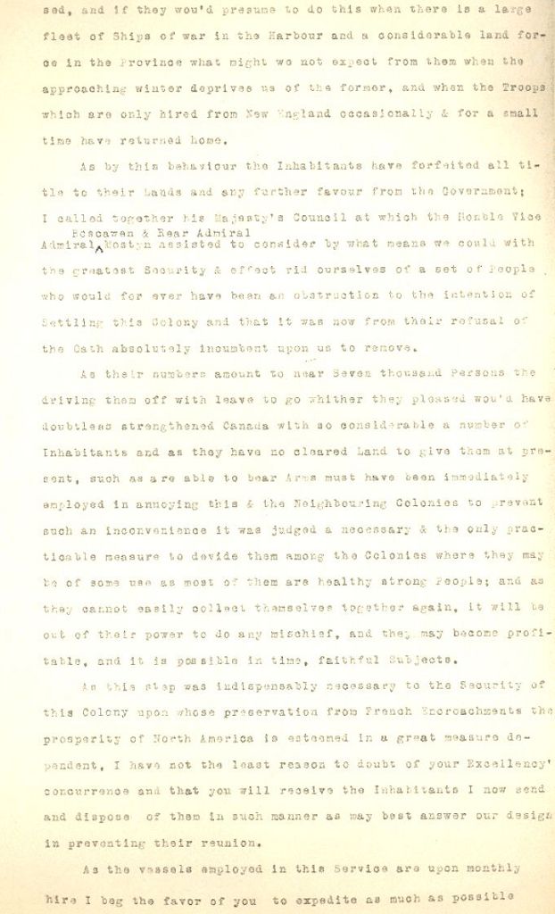 Letter from Lawrence to the Governors of the British colonies of America, 1755