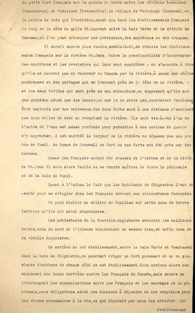 Lettre de Shirley à Robinson, 1754