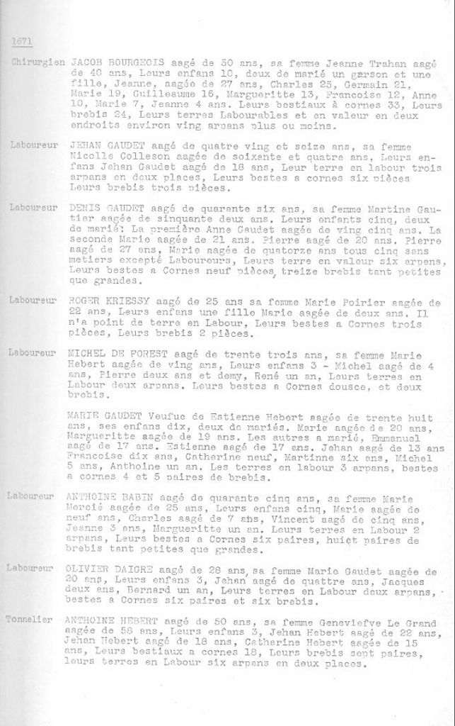 Recensement de l'Acadie, 1671