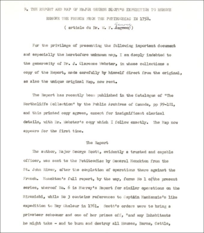 Étude sur le raid de Scott à la rivière Petitcodiac, 1758
