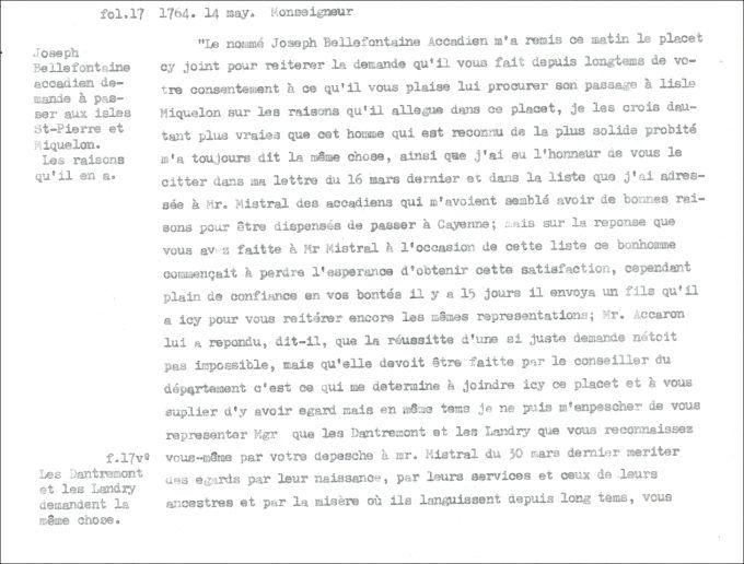 Lettre de Defrancy à Choiseul, 1764