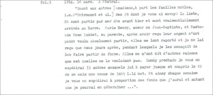 Letter from Defrancy to Mistral, 1764