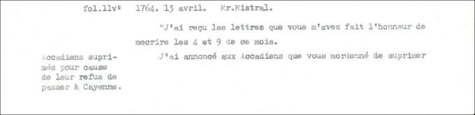 Letter from Defrancy to Mistral, 1764