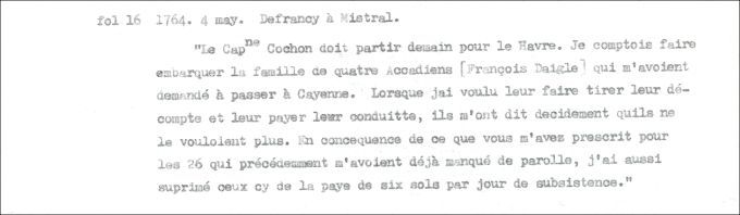 Lettre de Defrancy à Mistral, 1764