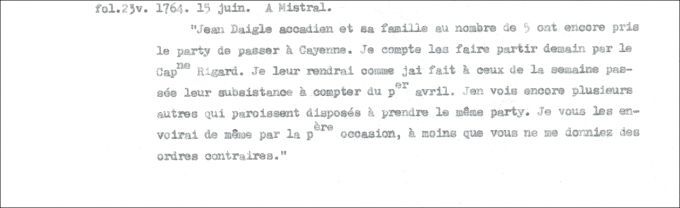 Letter from Defrancy to Mistral, 1764