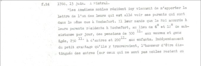 Lettre de Defrancy à Mistral, 1766