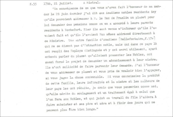 Lettre de Defrancy à Mistral, 1766