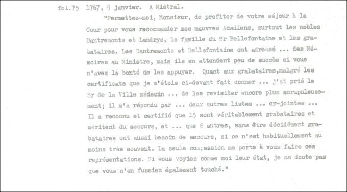 Lettre de Defrancy à Mistral, 1767