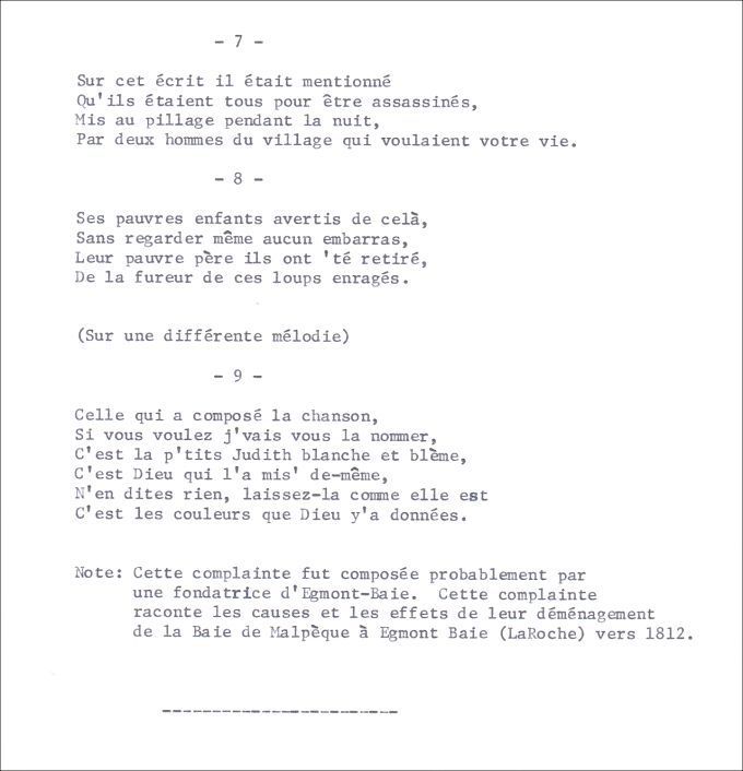 L'exode des Acadiens de la baie de Malpec