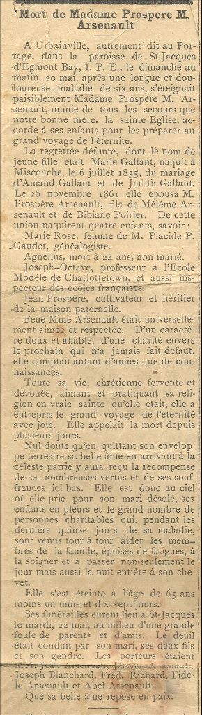 Arsenault and Haché (Gallant) families