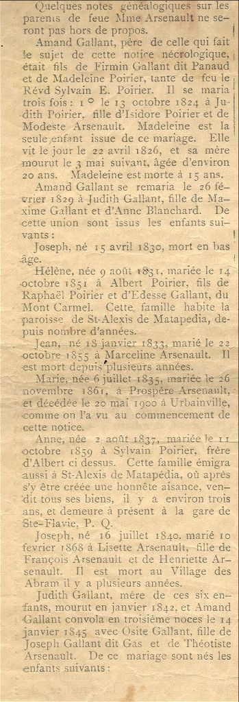 Arsenault and Haché (Gallant) families