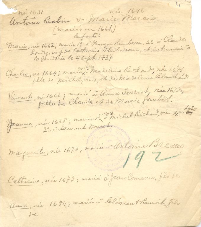 Babin and Mercier families