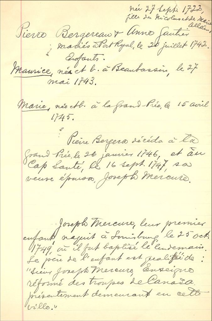 Bergereau and Gauthier families