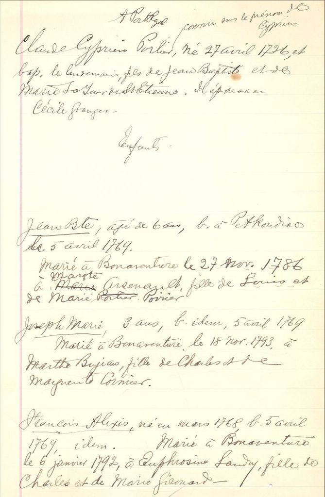 Porlier and Granger families