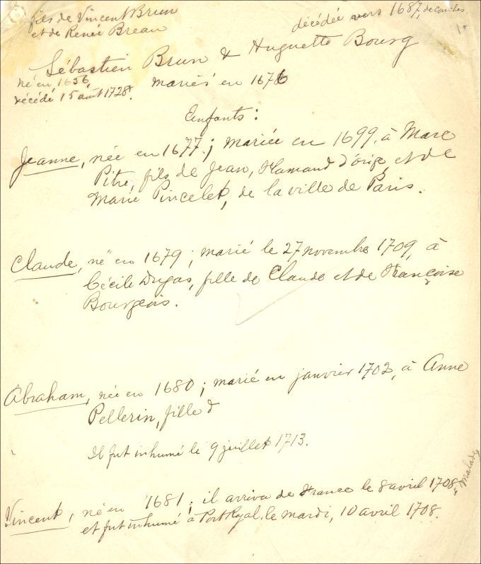 Brun and Bourg (Bourque) families