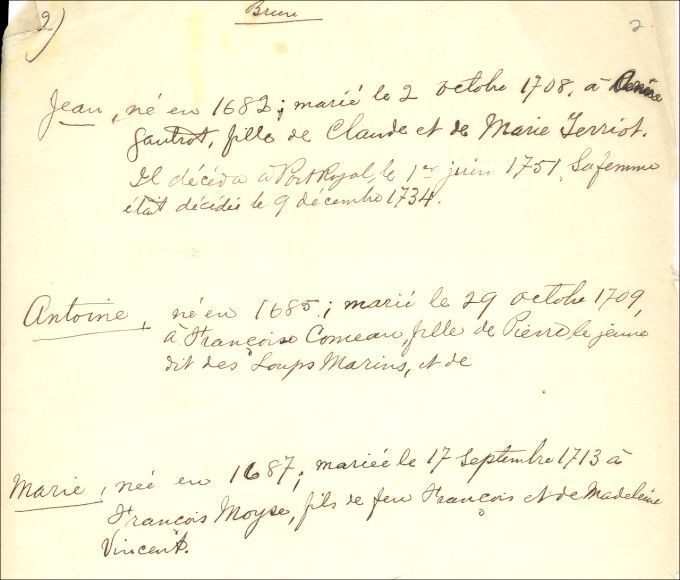 Brun and Bourg (Bourque) families