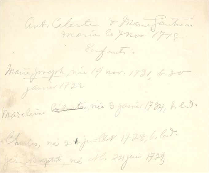 Familles Célestin et Gautreau 