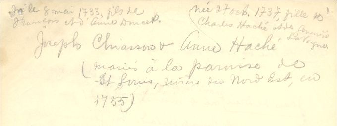 Chiasson and Haché (Gallant) families