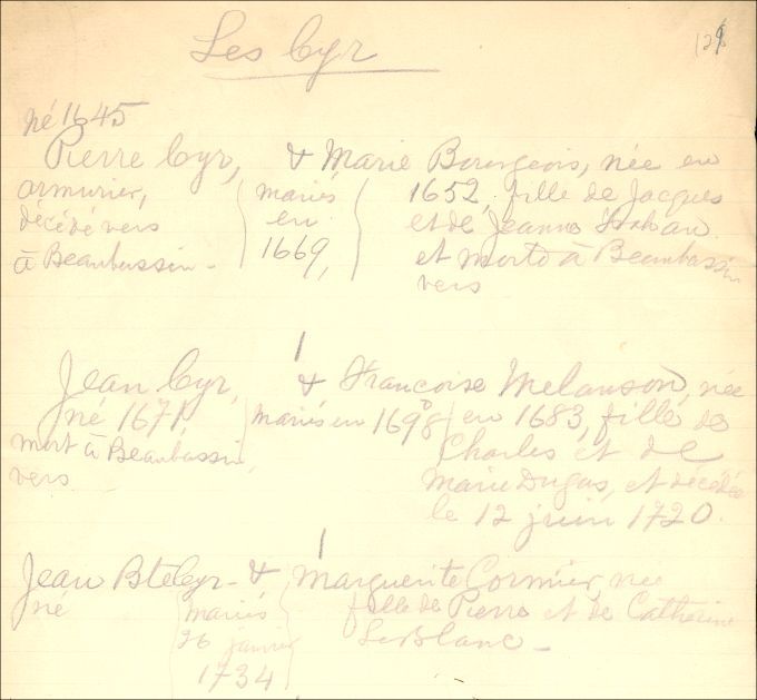 Cyr and Bourgeois families