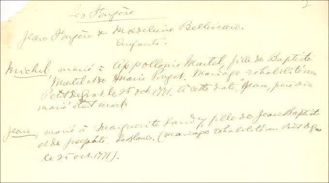 Fougère and Belliveau families