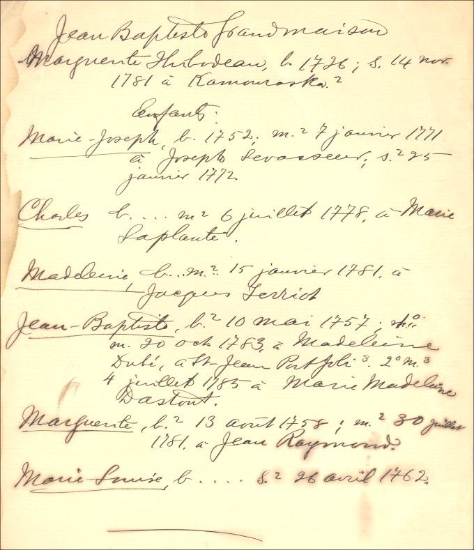 Familles Grandmaison et Thibodeau 