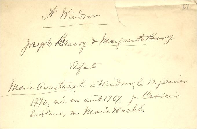 Gravois et Bourg (Bourque) families