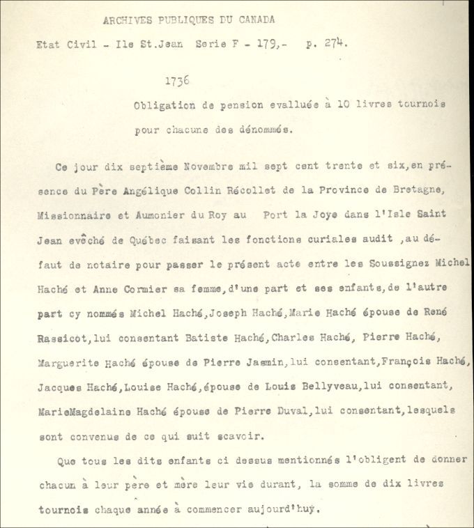 Haché (Gallant) and Cormier families