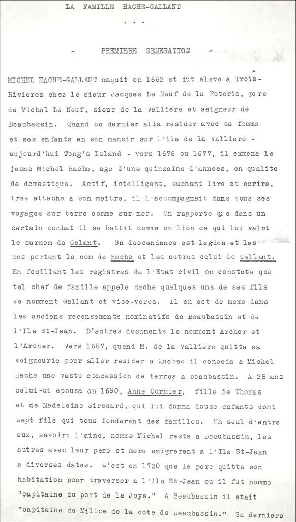 Haché (Gallant) family