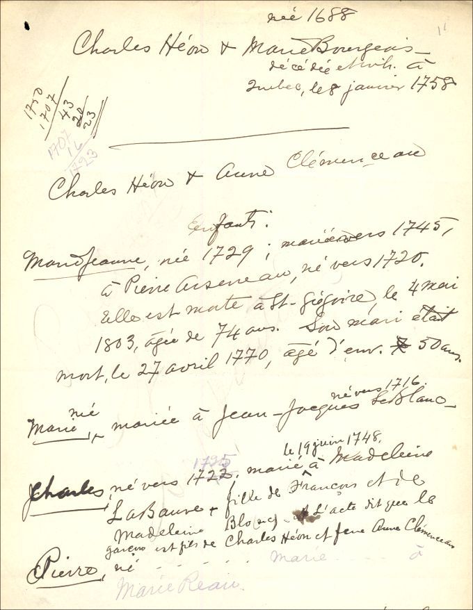 Héon and Clémenceau families