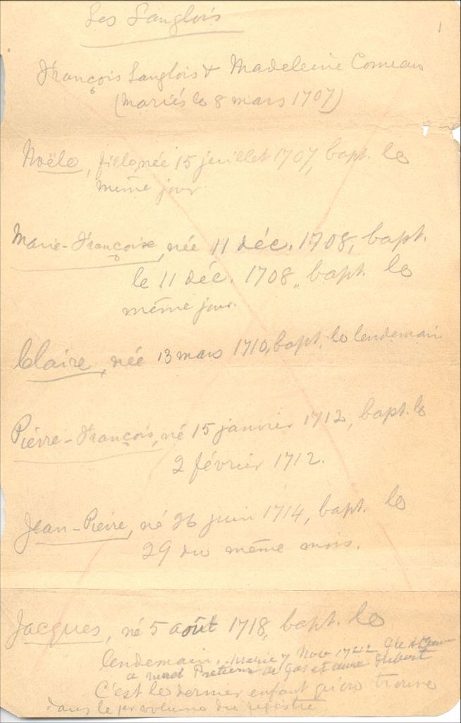 Langlois and Comeau families