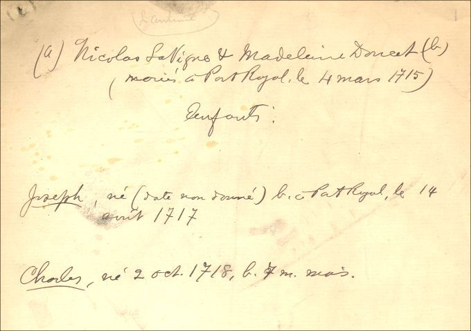 La Vigne and Doucet families