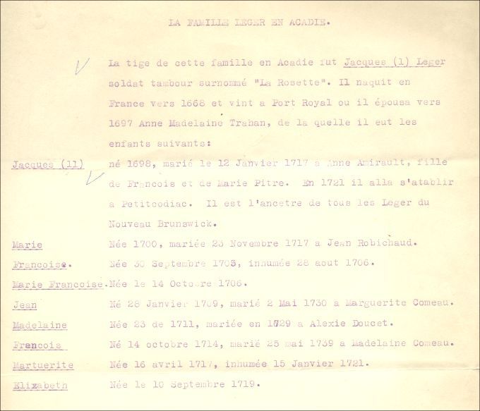 Léger and Trahan families