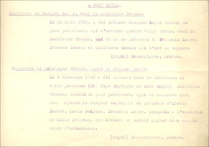 Léger and Trahan families