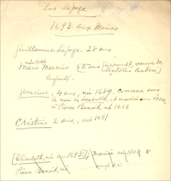 Le Juge and Mercier families