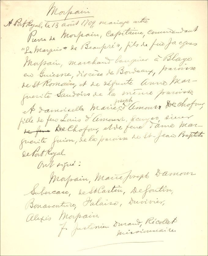 Morpain and D'Amours families