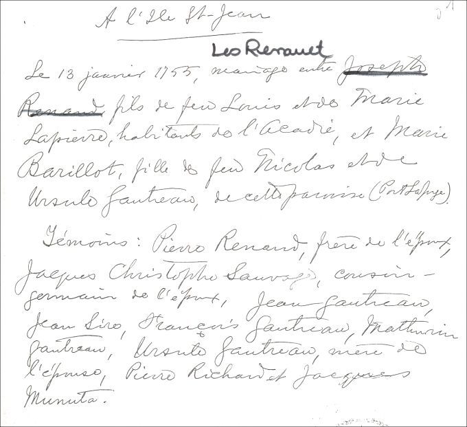 Renaud and Barrieau families