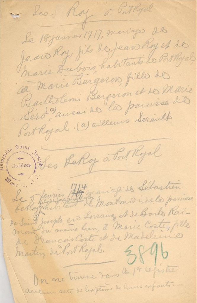 Roy and Dubois families