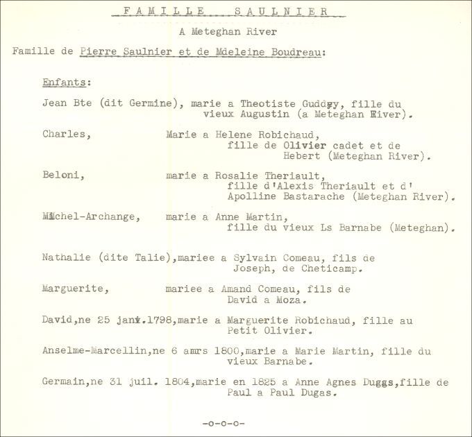 Familles Saulnier et Maillet