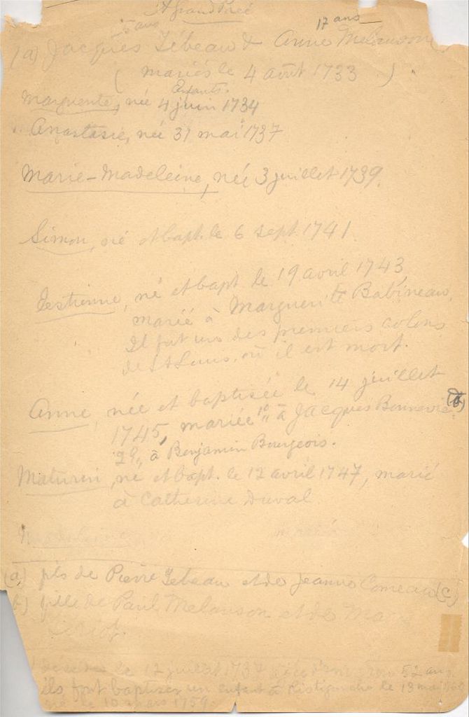 Thébeau and Melanson families