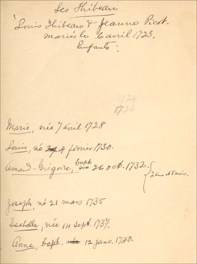 Thibault and Picot families