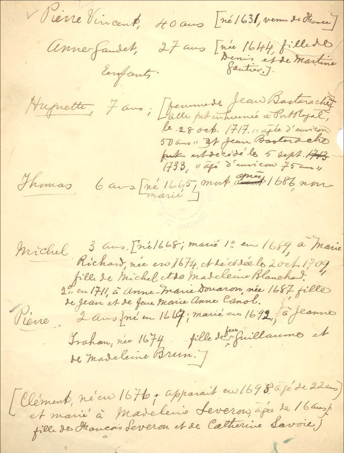 Vincent and Gaudet families